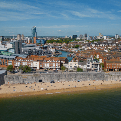 An aerial view of Portsmouth