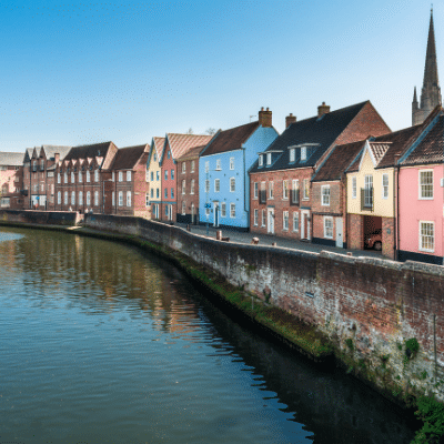 Colourful houses in Norwich
