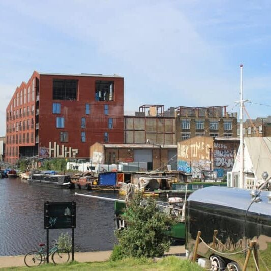 Industrial land next to the River Lea in Hackney Wick