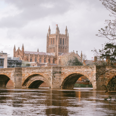 Hereford town with Cathedral view