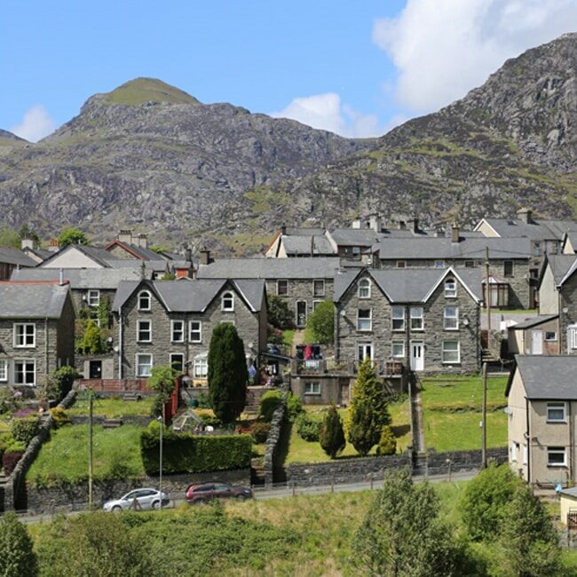 Houses on the hills in Wales.