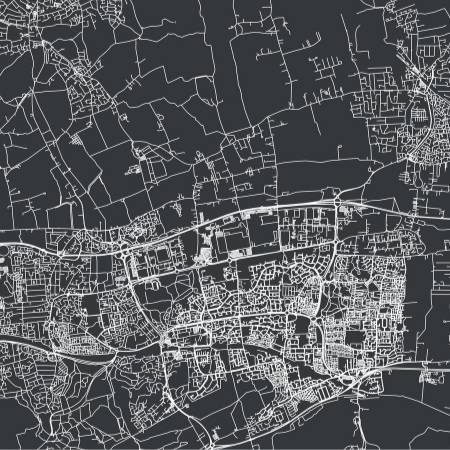 A map drawing of Basildon in Essex