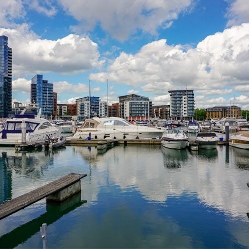 The yacht marina at Ocean Village in Southampton