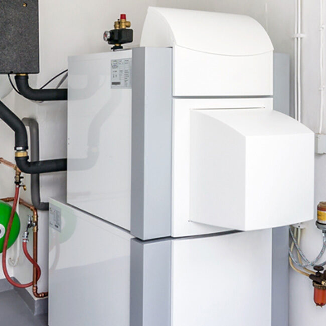 A residential oil boiler for a heating system.