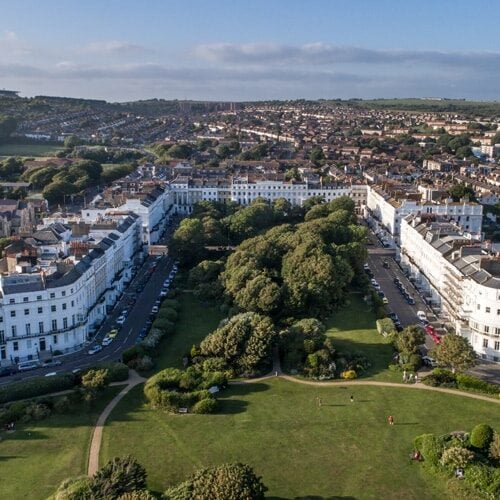 An aerial view of Regency Square in Brighton.
