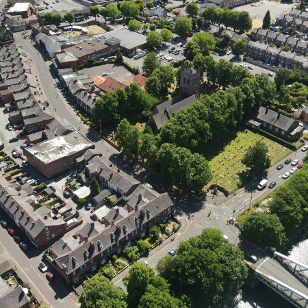 An aerial view of Stockton Heath