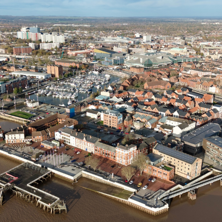 Wide angle view of Hull marina