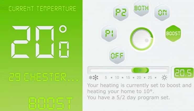 An image of the interface of the Insprire thermostat.