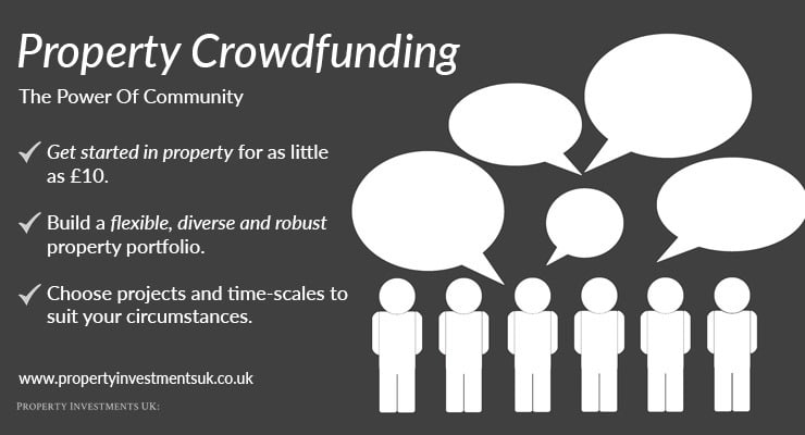 A graphic and text, showing the benefits of property crowdfunding.